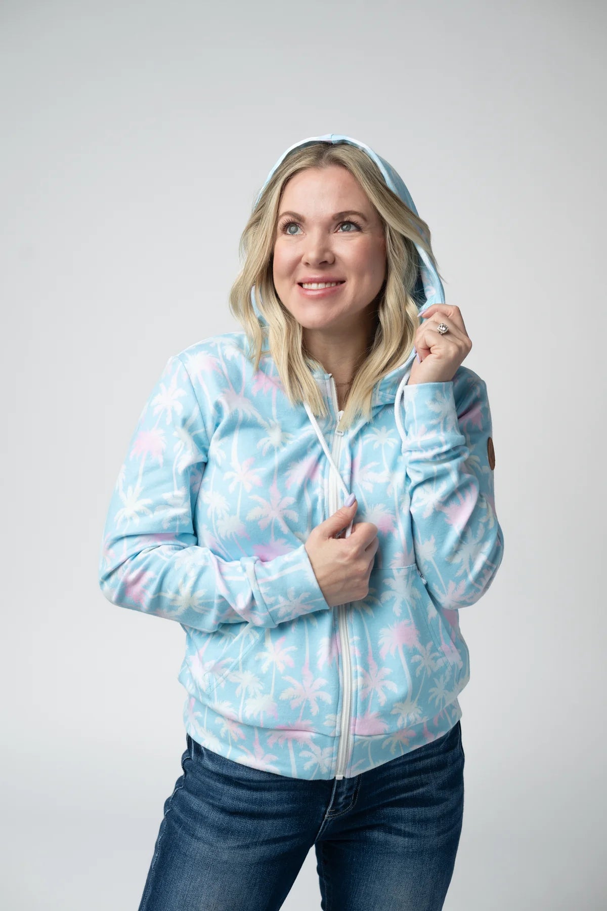 The Pamala Full Zip Hoodie - Aqua Palm