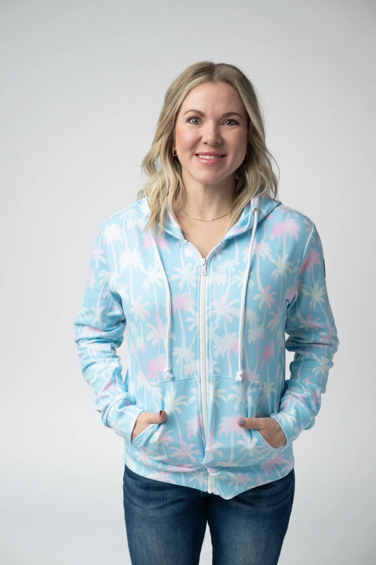 The Pamala Full Zip Hoodie - Aqua Palm