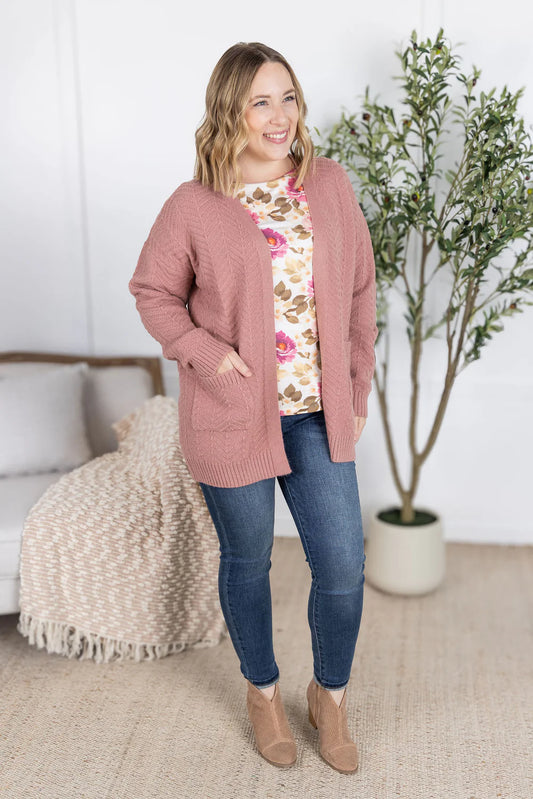 The Billie Open Knit Cardigan - Dusty Rose