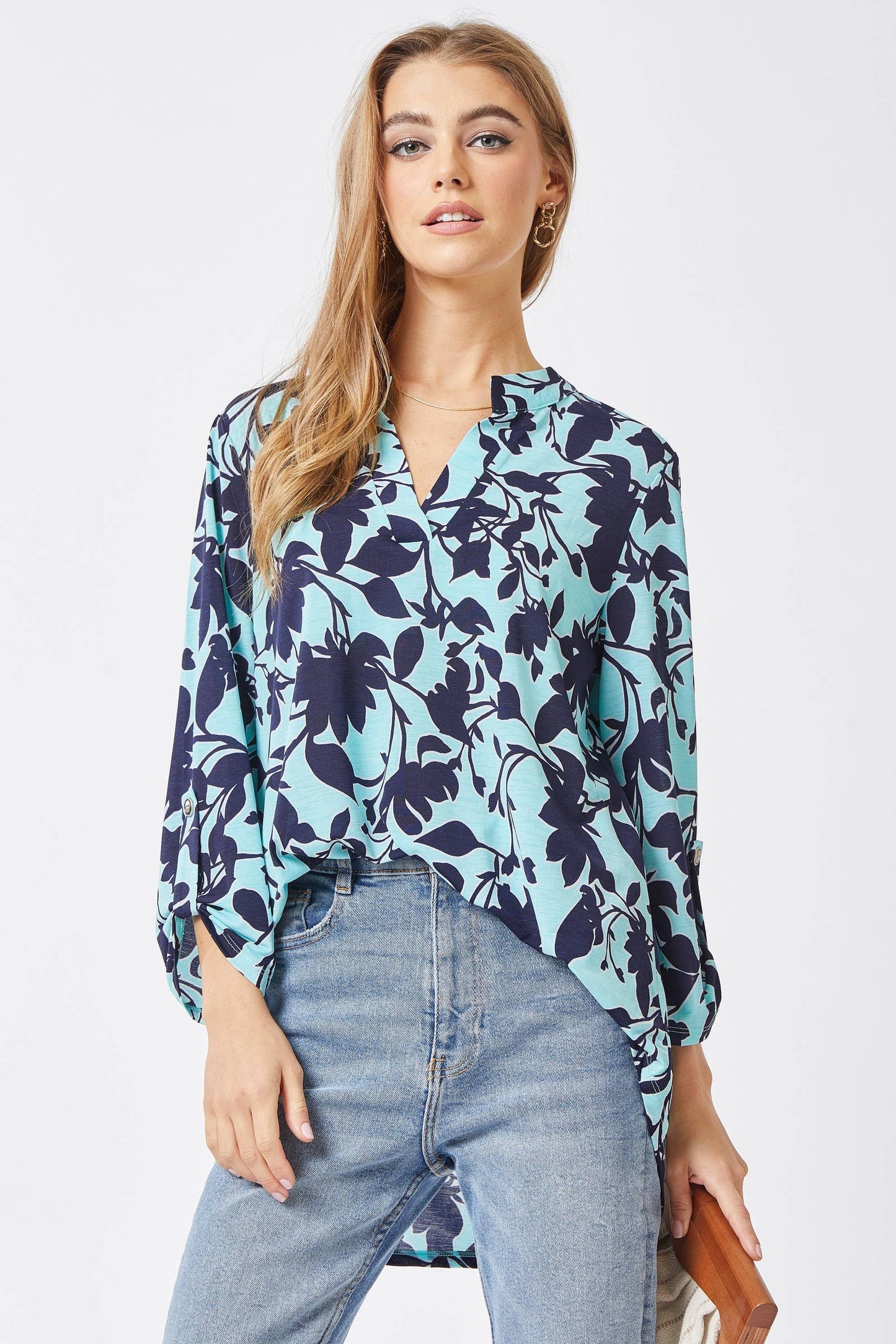 The Lizzy Top- Mint Navy