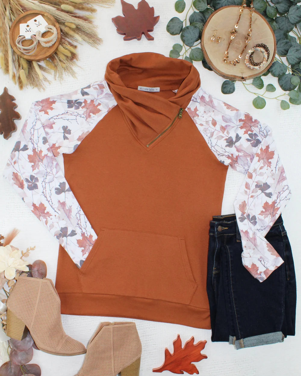 The Zoey Zip Cowl- Maple