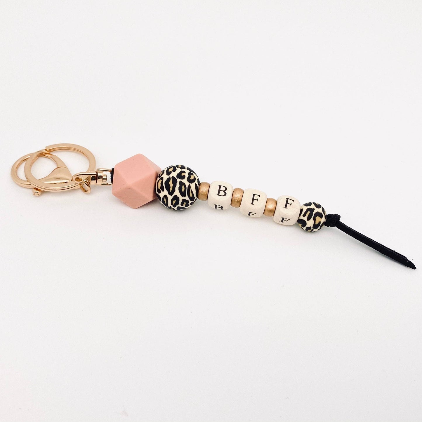 Silicone Wooden Letter Beaded Keychain: PRAY