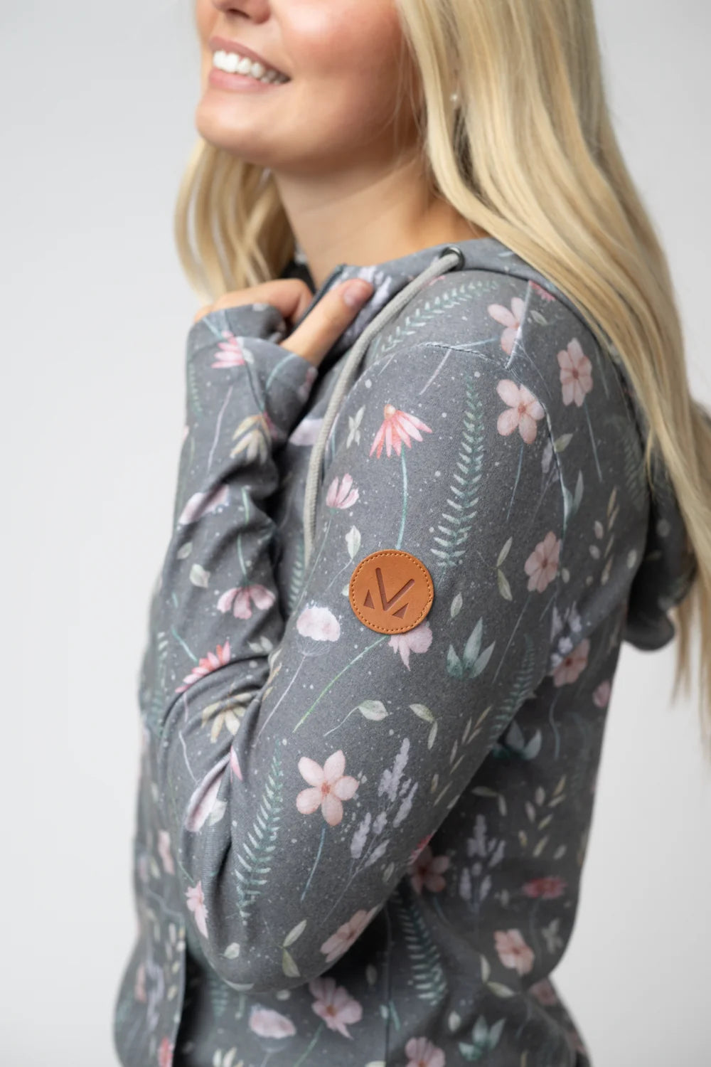 The Wildflower Half Zip Hoodie-Gray