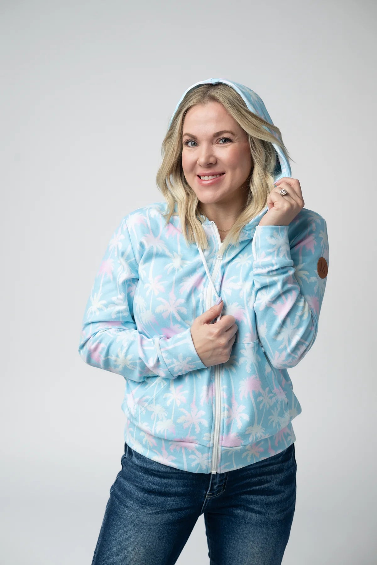 The Pamala Full Zip Hoodie - Aqua Palm