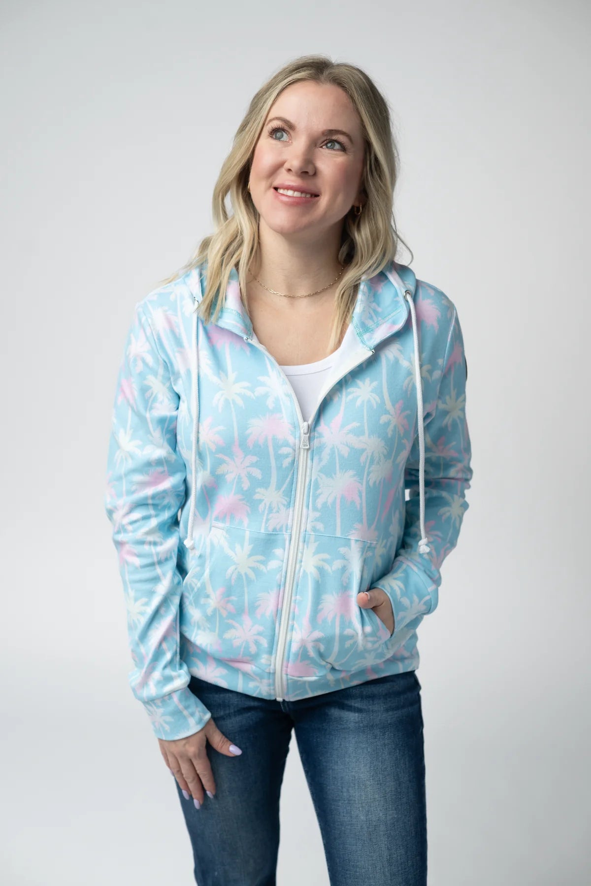 The Pamala Full Zip Hoodie - Aqua Palm