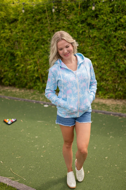 The Pamala Full Zip Hoodie - Aqua Palm