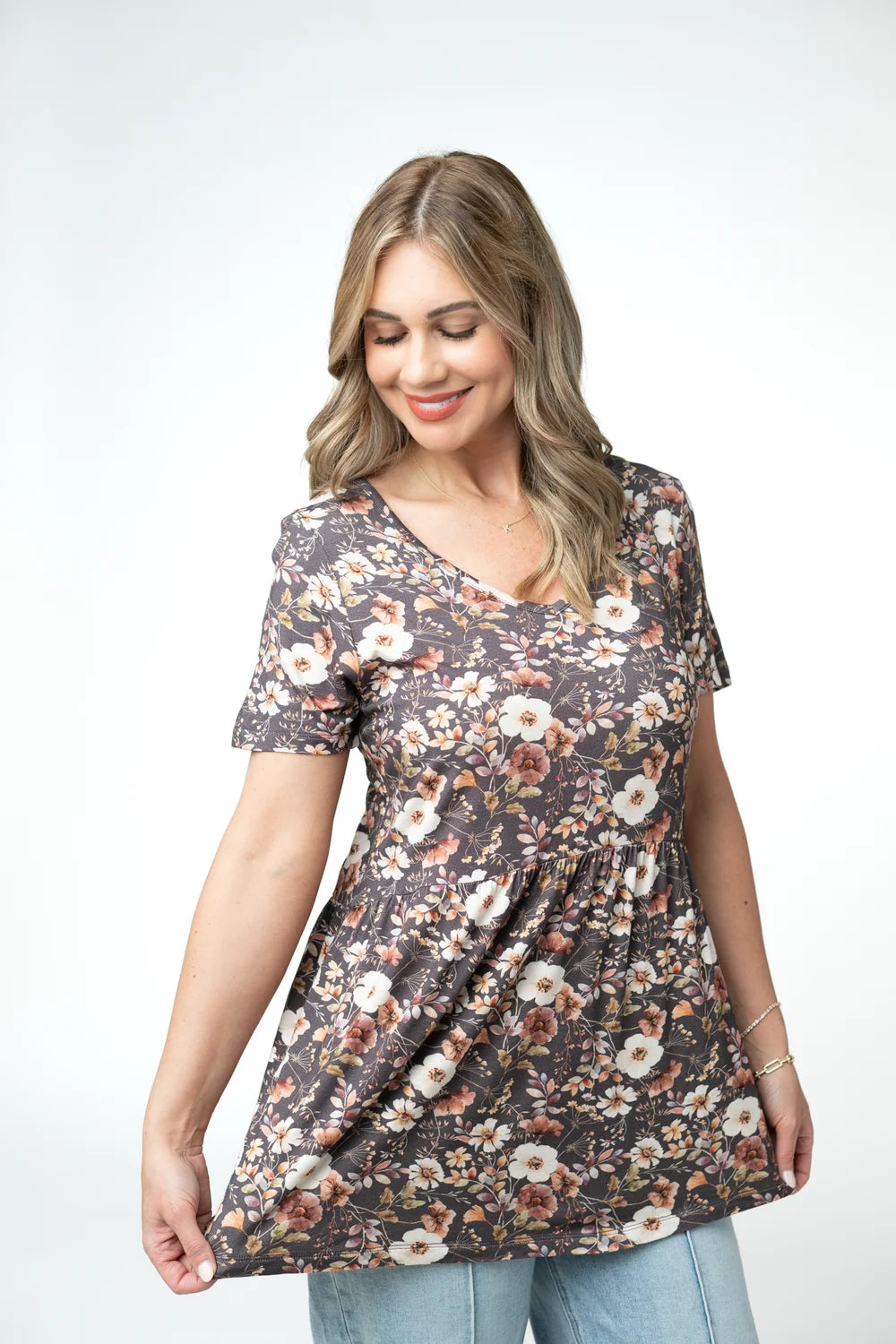 The Sarah Ruffle Top- Blushwood Floral