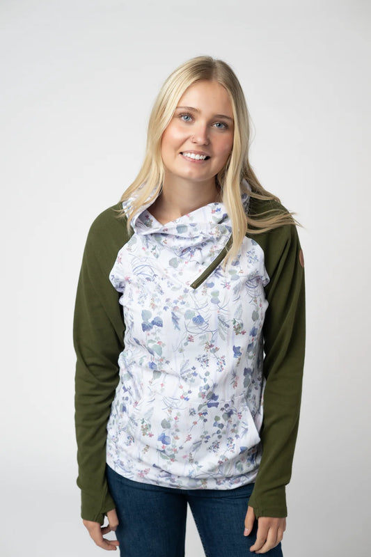 The Zoey Zip Cowl- olive