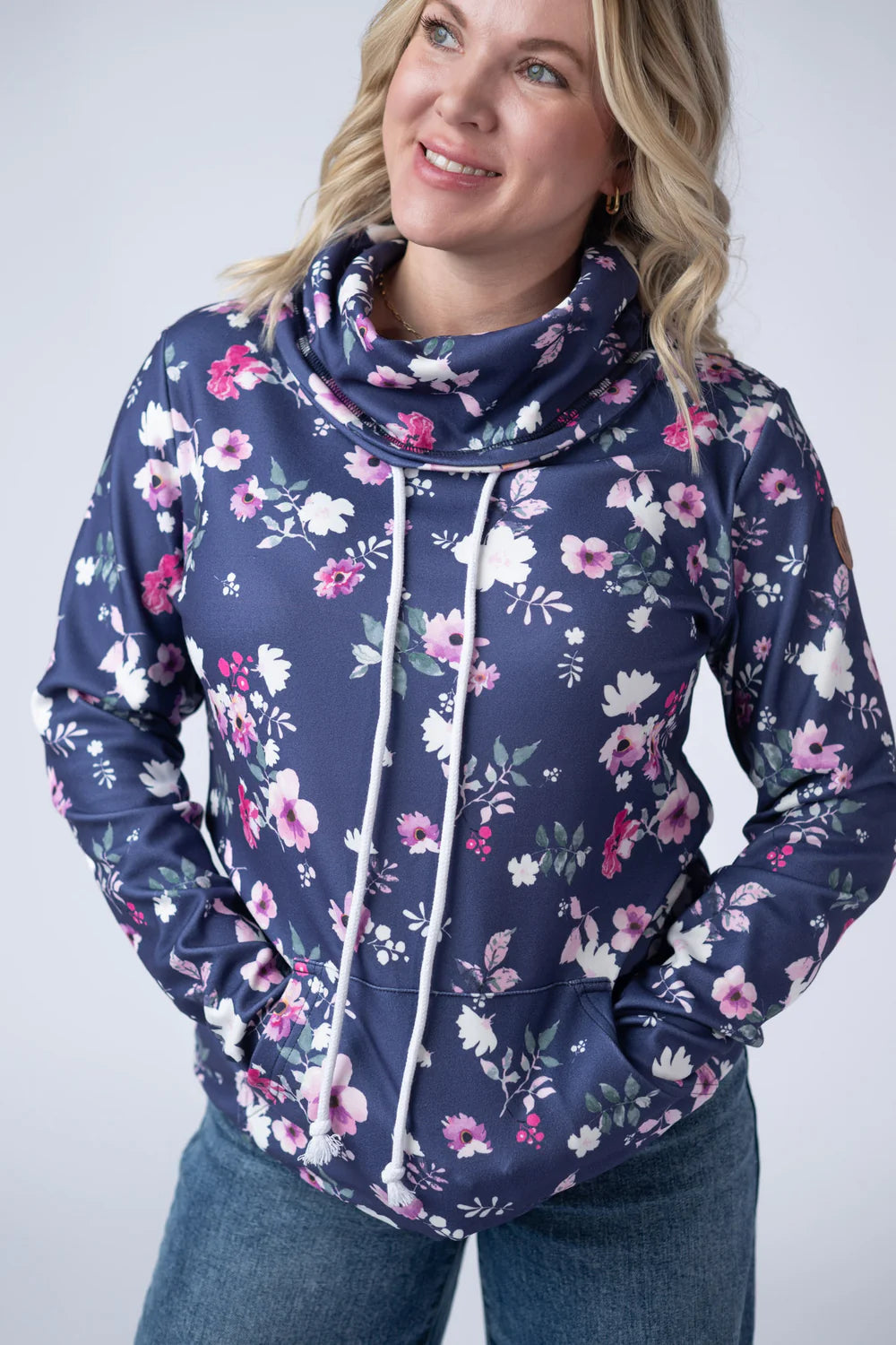 The Marie Funnel Neck- Navy