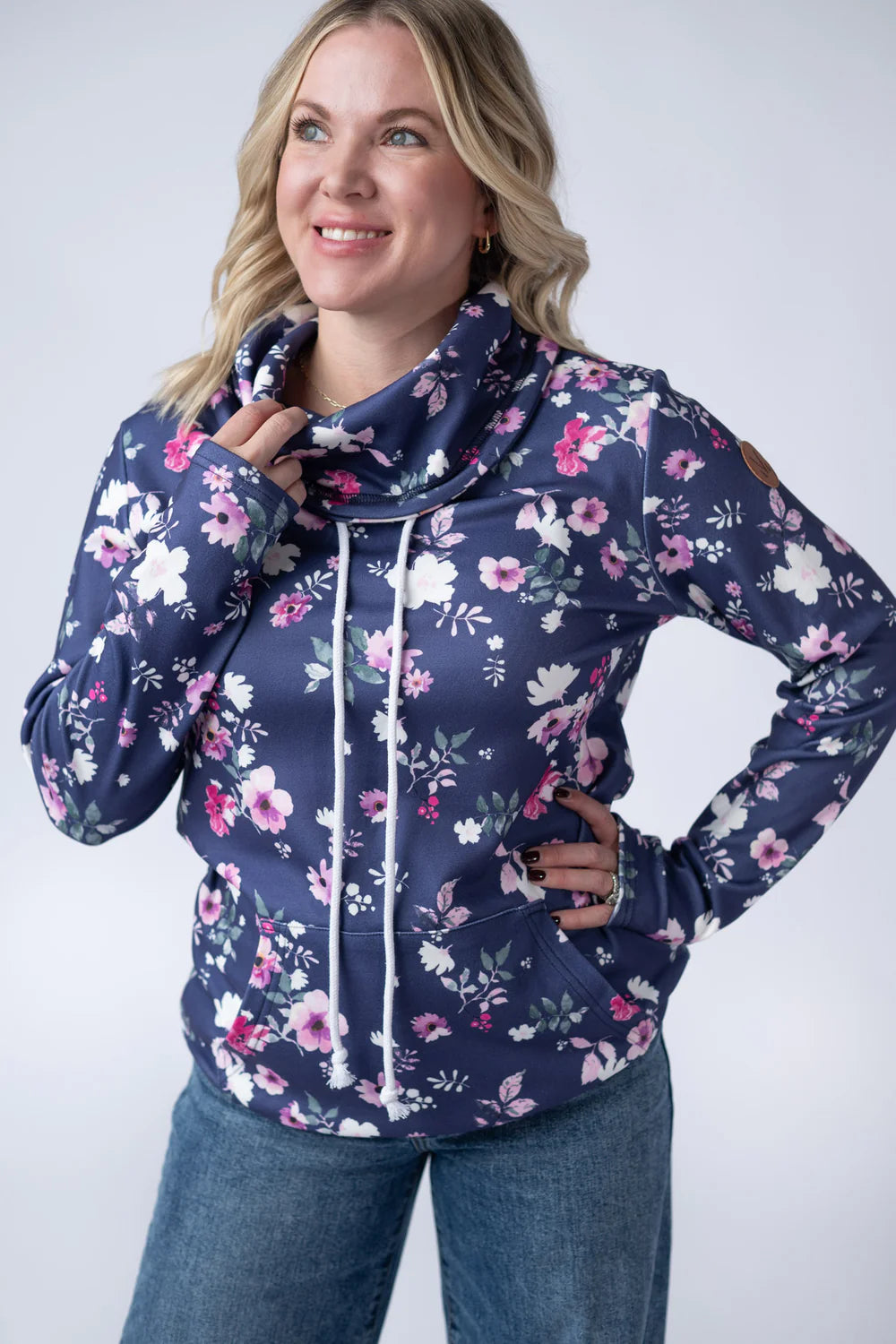 The Marie Funnel Neck- Navy