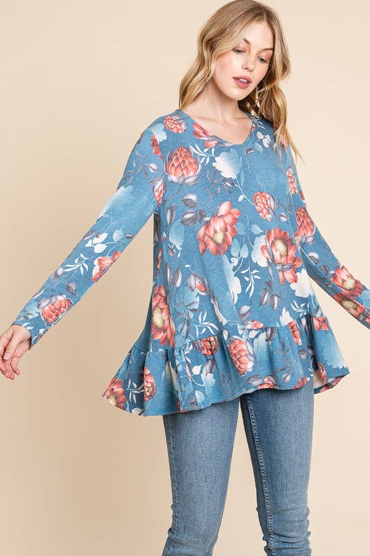 The Desiray Top-Blue Floral