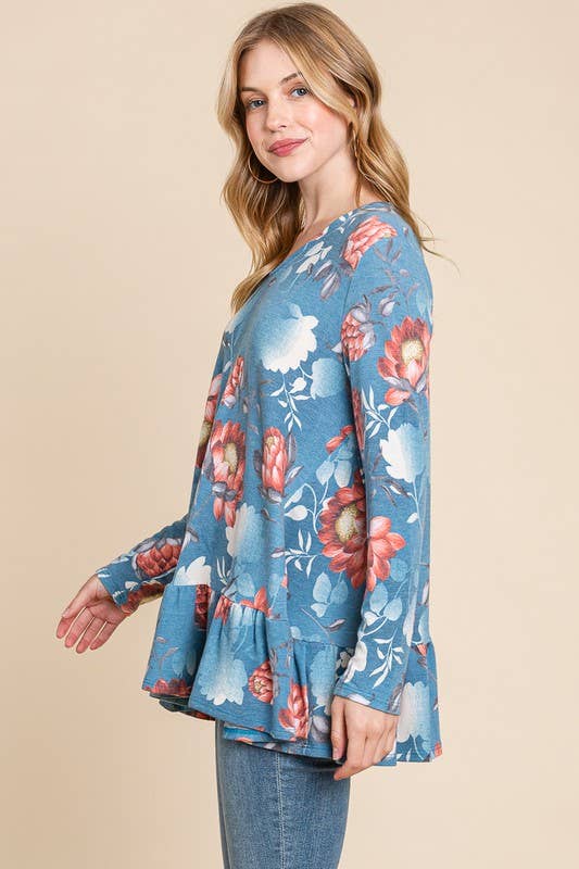 The Desiray Top-Blue Floral