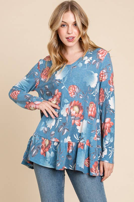 The Desiray Top-Blue Floral