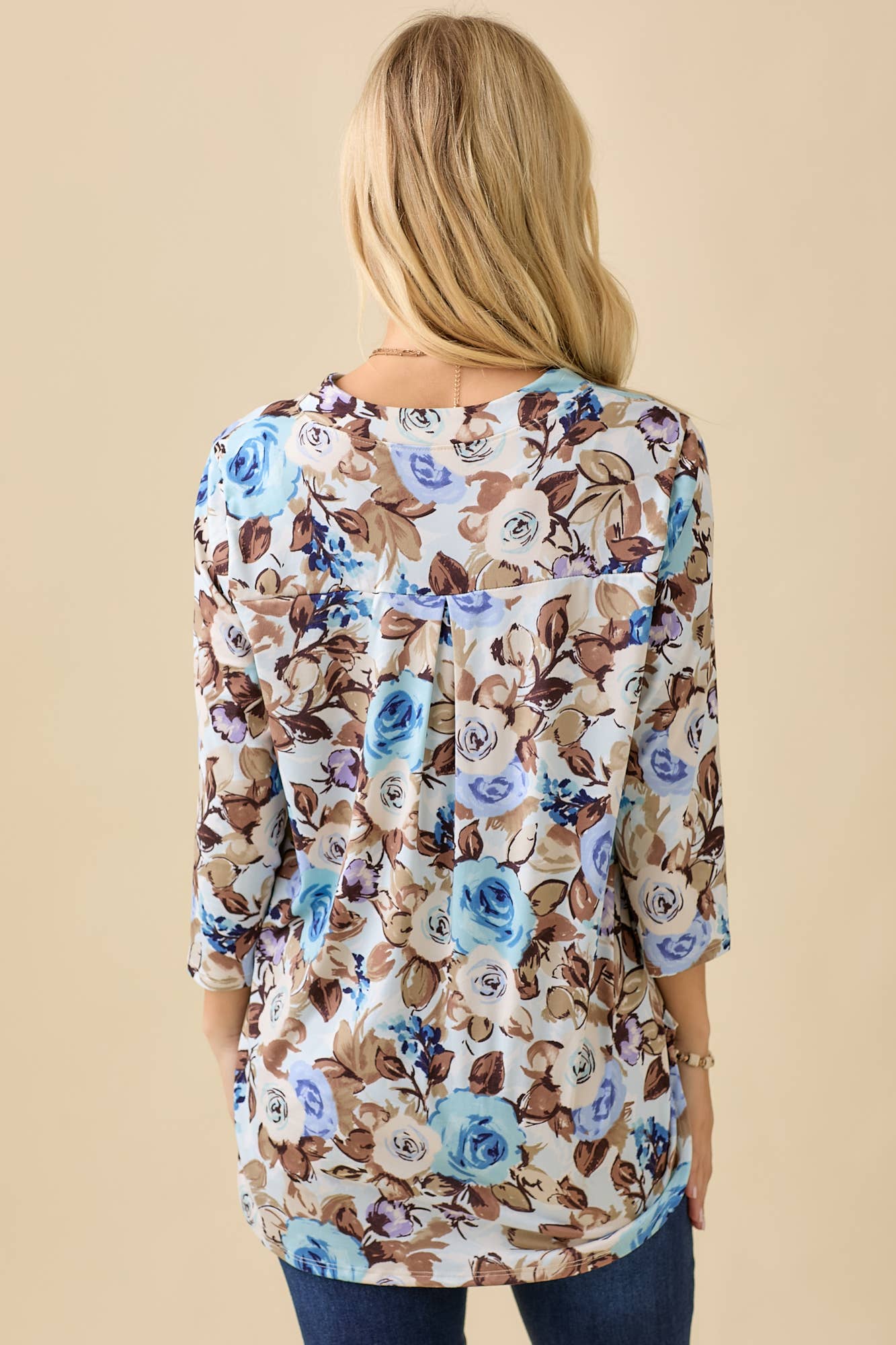 The Rosemary Top - Blue Floral